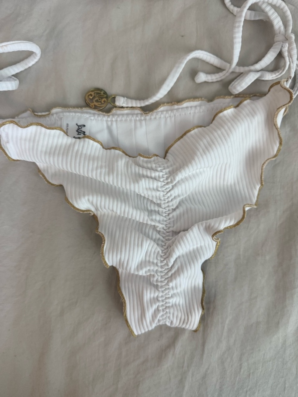 Luli Fama White Ruffled Triangle String Bikini - Picture 3 of 4
